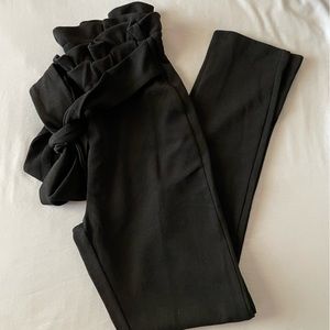 Waist Tie Skinny Black Pants.